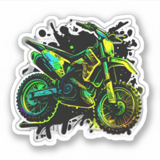 Futuristic Dirt Bike, Neon Motocross Off Road Bike Sticker