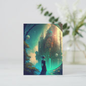 Futuristic Fantasy Castle Landscape Briefkaart (Staand voorkant)