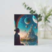 Futuristic Fantasy Castle Landscape Briefkaart (Staand voorkant)