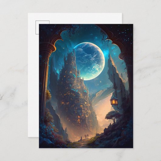 Futuristic Fantasy Castle Landscape Briefkaart (Voorkant / Achterkant)