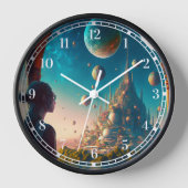 Futuristic Fantasy Castle Landscape Clock (Voorkant)