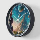 Futuristic Fantasy Castle Landscape Clock (Hoek)