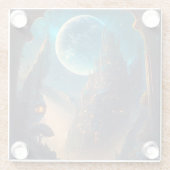 Futuristic Fantasy Castle Landscape Glazen Onderzetter (Achterkant)