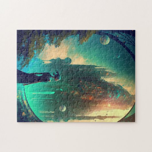 Futuristic Fantasy Castle Landscape Legpuzzel (Horizontaal)