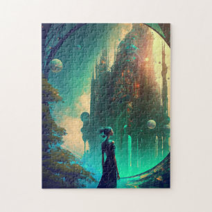 Futuristic Fantasy Castle Landscape Legpuzzel