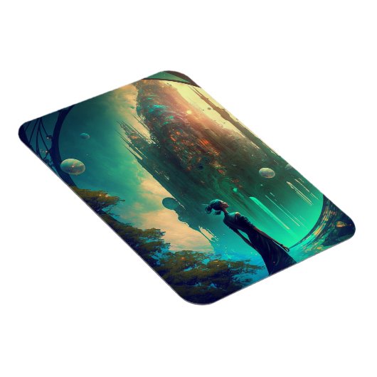 Futuristic Fantasy Castle Landscape Magneet (Rechterzijde)