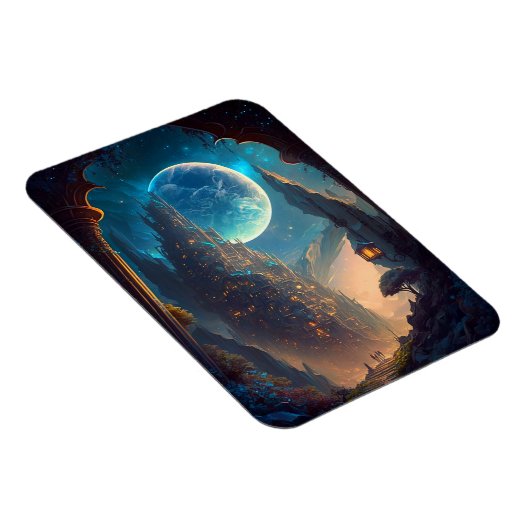 Futuristic Fantasy Castle Landscape Magneet (Rechterzijde)