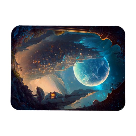 Futuristic Fantasy Castle Landscape Magneet (Horizontaal)