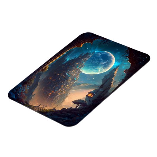 Futuristic Fantasy Castle Landscape Magneet (Linkerzijde)