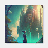 Futuristic Fantasy Castle Landscape Magneet (Voorkant)