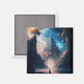 Futuristic Fantasy Castle Landscape Magnet (Voorkant / Achterkant)