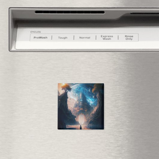 Futuristic Fantasy Castle Landscape Magnet (Insitu (Vaatwasser))