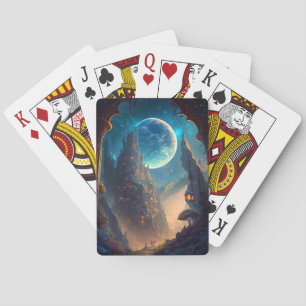 Futuristic Fantasy Castle Landscape Pokerkaarten