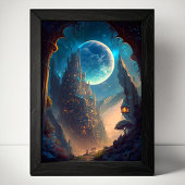 Futuristic Fantasy Castle Landscape Poster