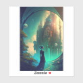Futuristic Fantasy Castle Landscape Sticker (Vel)