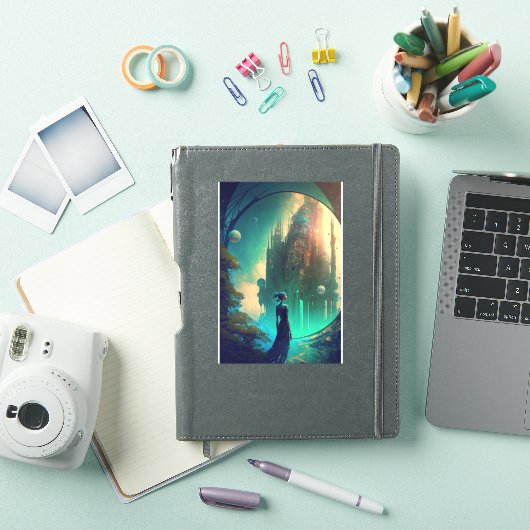 Futuristic Fantasy Castle Landscape Sticker (iPad Cover)