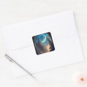 Futuristic Fantasy Castle Landscape Vierkante Sticker (Envelop)