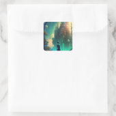 Futuristic Fantasy Castle Landscape Vierkante Sticker (Tas)