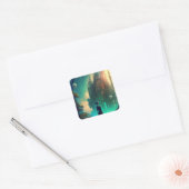 Futuristic Fantasy Castle Landscape Vierkante Sticker (Envelop)