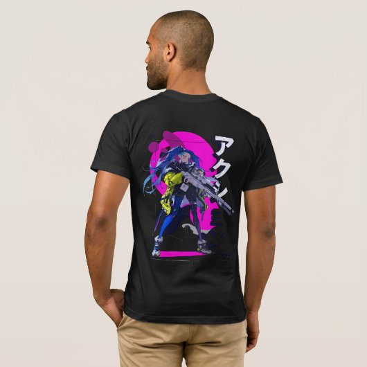 Futuristic Fighter Anime T-shirt - Bold Cyberpunk (Achterkant volledig)