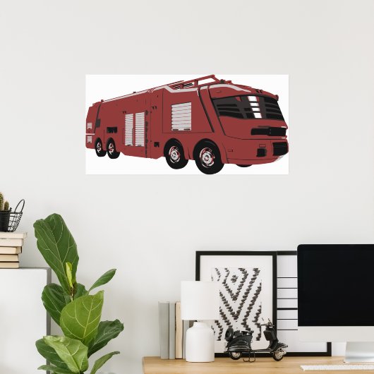 Futuristic Fire Truck Poster (Thuiskantoor)