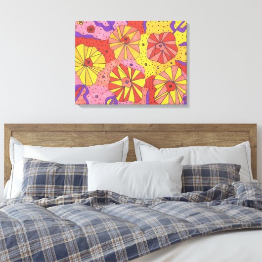 Futuristic Floral Garden Abstract Canvas Art Print (Insitu (Slaapkamer))