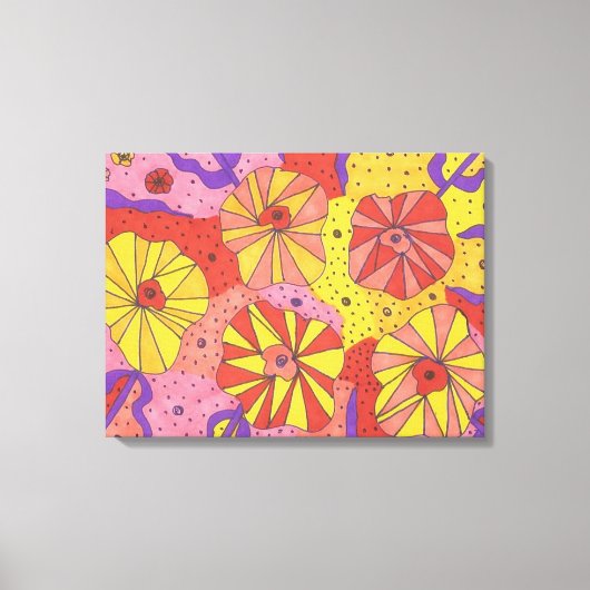 Futuristic Floral Garden Abstract Canvas Art Print (Voorkant)