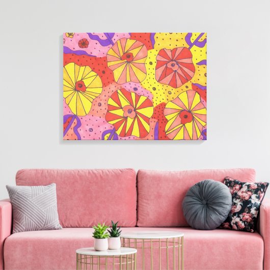 Futuristic Floral Garden Abstract Canvas Art Print (Insitu (Woonkamer))