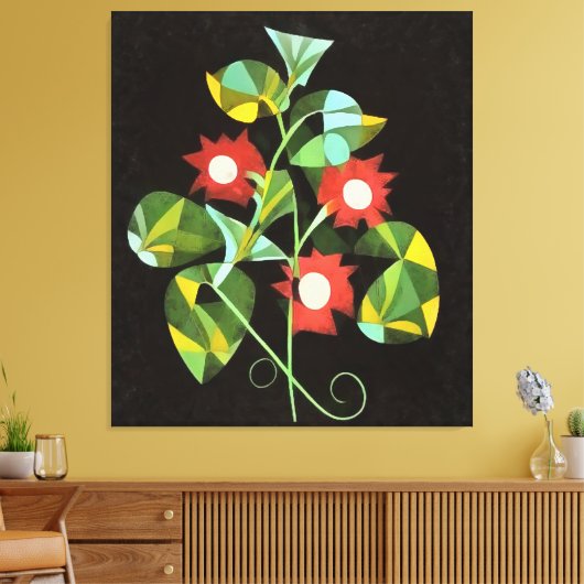 Futuristic Floral Morning Glory Abstracte Art Canvas Afdruk (Insitu (Woonkamer))