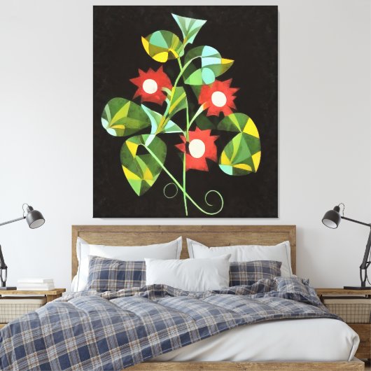 Futuristic Floral Morning Glory Abstracte Art Canvas Afdruk (Insitu (Slaapkamer))