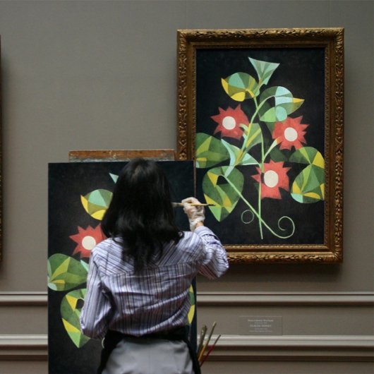 Futuristic Floral Morning Glory Abstracte Art Canvas Afdruk