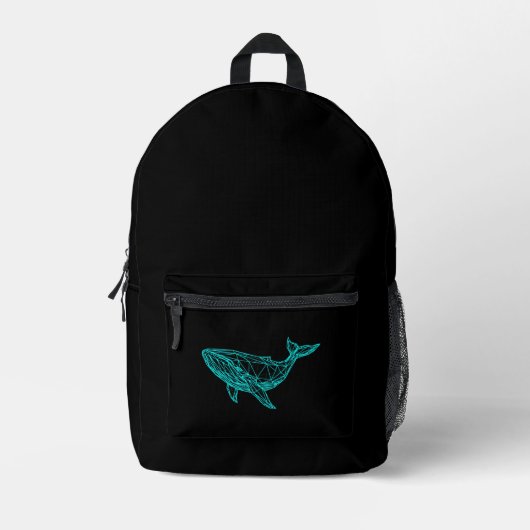 Futuristic Geometric Whale Backpack Bedrukte Rugzak (Voorkant)