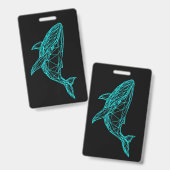 Futuristic Geometric Whale Badge (Voor- en achterkant)