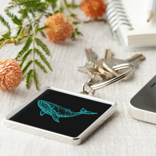 Futuristic Geometric Whale Keychain (Zijkant)