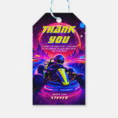 Futuristic Go-Kart Racing Birthday Party Cadeaulabel (Voorkant)
