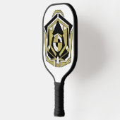 Futuristic Gold Black Geometric Cybernetic Abstrac Pickleball Paddle (Links)