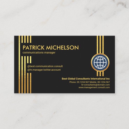 Futuristic Gold Lines Professional CEO Foundation Visitekaartje (Voorkant)