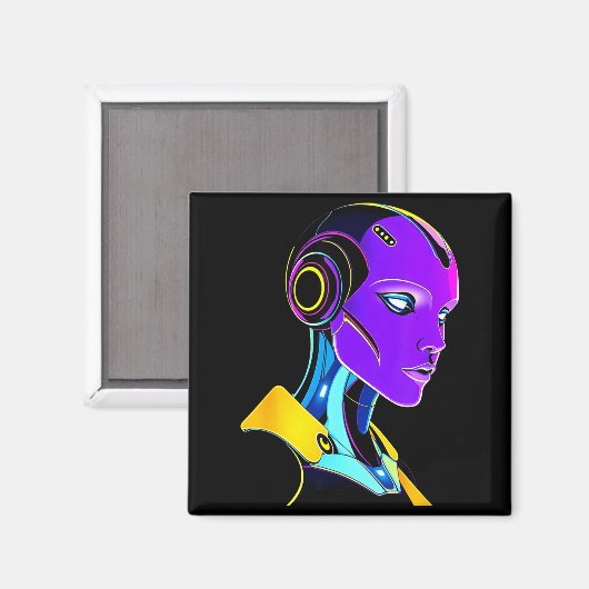 Futuristic Graphic Design Robot 1  Magneet (Voorkant / Achterkant)