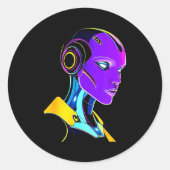 Futuristic Graphic Design Robot 1  Ronde Sticker (Voorkant)