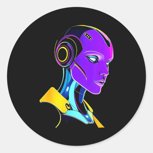 Futuristic Graphic Design Robot 1 Ronde Sticker (Voorkant)