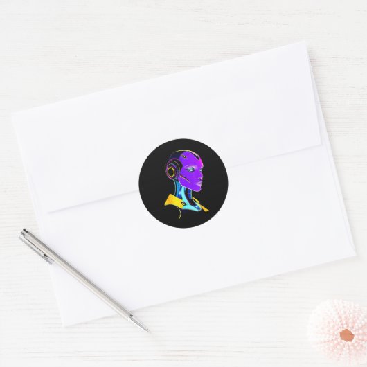 Futuristic Graphic Design Robot 1  Ronde Sticker (Envelop)