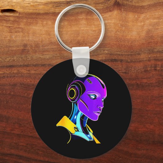 Futuristic Graphic Design Robot 1 Sleutelhanger (Voorkant)