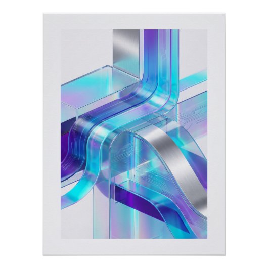 Futuristic Holographic Abstract Wall Art Perfect Poster (Voorkant)