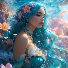 Futuristic Icy Blue Mermaid decoupage Paper Tissuepapier