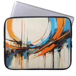 Futuristic Industrial Orange Blue Abstract Graphic Laptop Sleeve