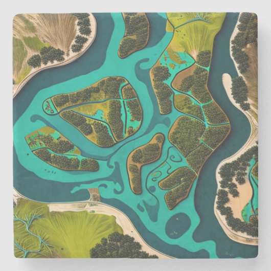 Futuristic Marshlands Stenen Onderzetter (Voorkant)