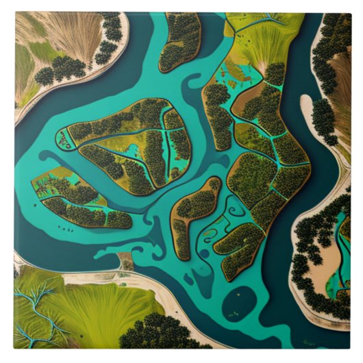 Futuristic Marshlands Tegeltje (Voorkant)