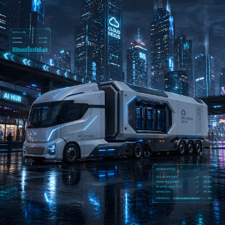Futuristic Mobile Data Center Truck Card Kaart