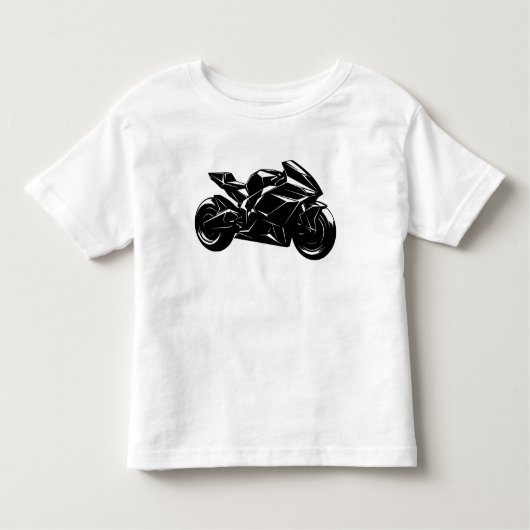 Futuristic Motorcycle Black White Vector  Kinder Shirts (Voorkant)