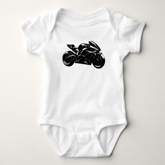Futuristic Motorcycle Black White Vector  Romper (Voorkant)